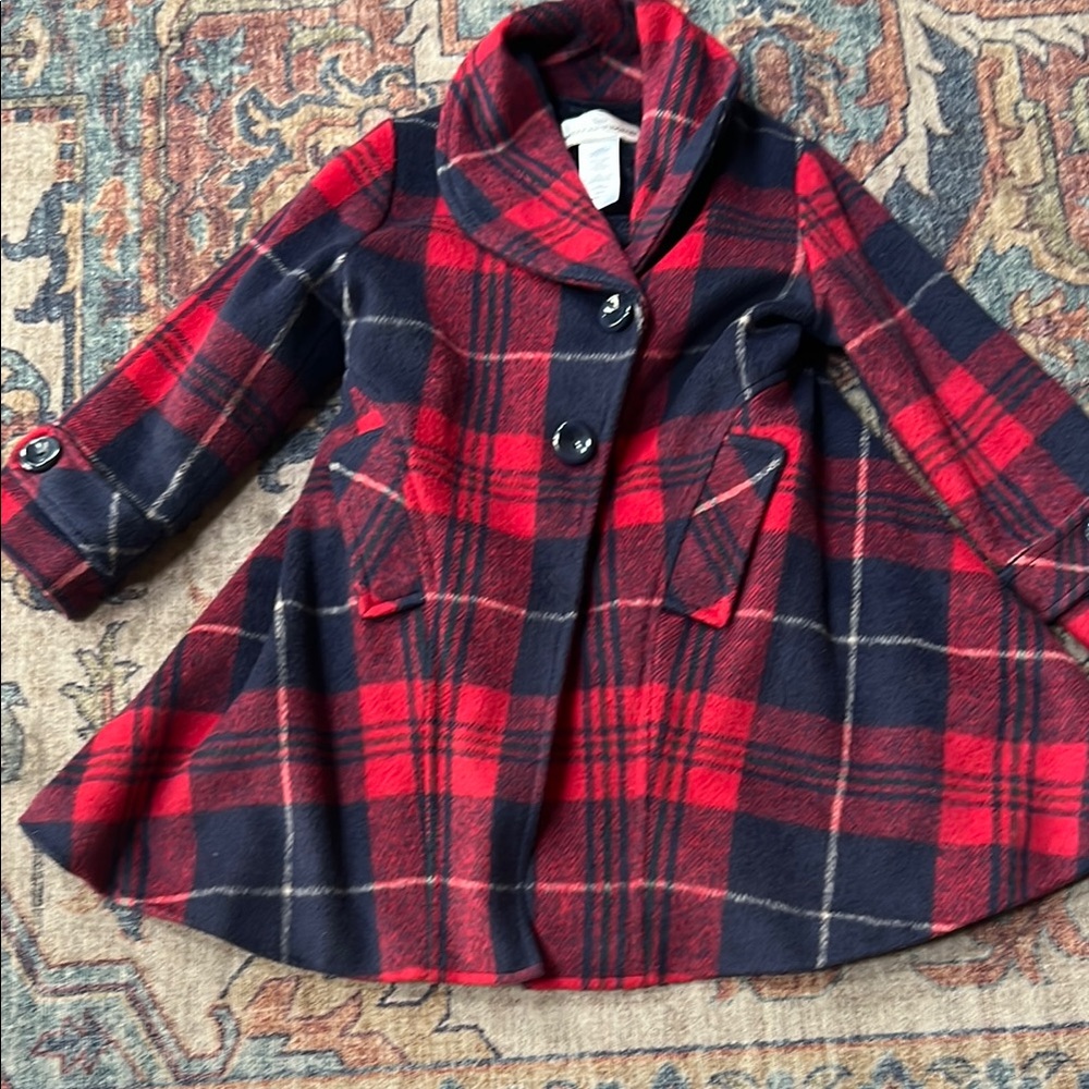 Plaid Red and Black Kids Coat